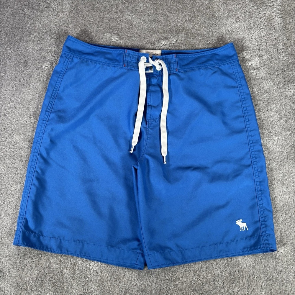 Abercrombie & Fitch Board Shorts Mens L Blue Unlined Swim Trunks Surf Y2K